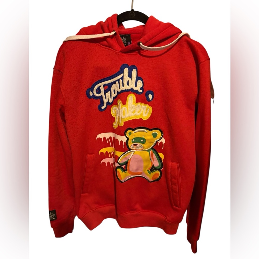 Bleeker and Mercer Trouble maker red bear sweatshirt size small